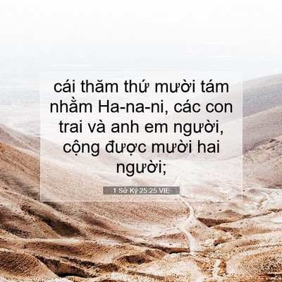 Picture 07 - 1 Sử Ký 25:25 VIE - cái thăm thứ mười tám nhằm Ha-na-ni, - Bible Verse Picture