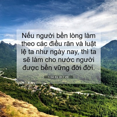 Picture 07 - 1 Sử Ký 28:7 VIE - Nếu người bền lòng làm theo các điều - Bible Verse Picture