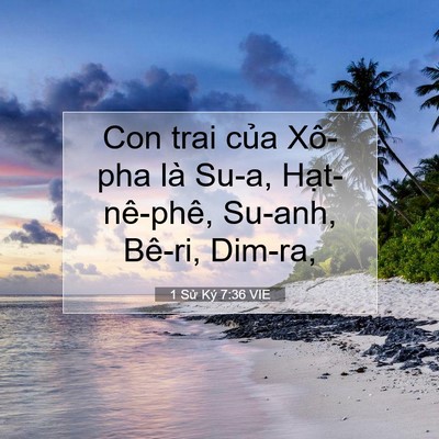 Picture 07 - 1 Sử Ký 7:36 VIE - Con trai của Xô-pha là Su-a, Hạt-nê-phê, - Bible Verse Picture