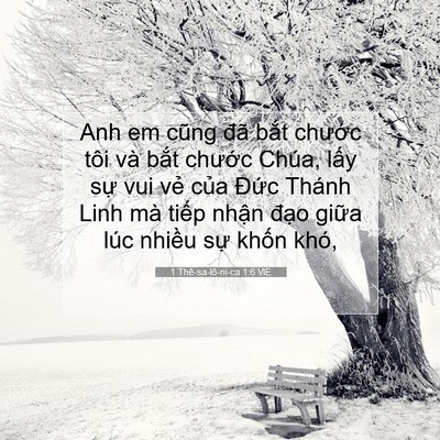 Picture 07 - 1 Thê-sa-lô-ni-ca 1:6 VIE - Anh em cũng đã bắt chước tôi và bắt - Bible Verse Picture