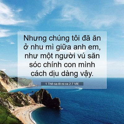 Picture 07 - 1 Thê-sa-lô-ni-ca 2:7 VIE - Nhưng chúng tôi đã ăn ở nhu mì giữa - Bible Verse Picture