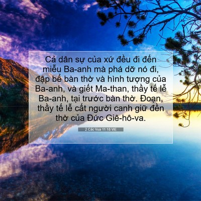 Picture 07 - 2 Các Vua 11:18 VIE - Cả dân sự của xứ đều đi đến - Bible Verse Picture