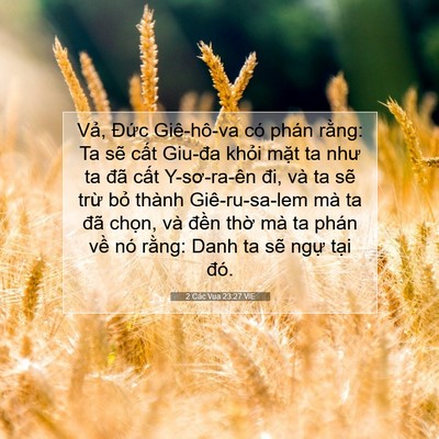 Picture 07 - 2 Các Vua 23:27 VIE - Vả, Đức Giê-hô-va có phán rằng: Ta - Bible Verse Picture