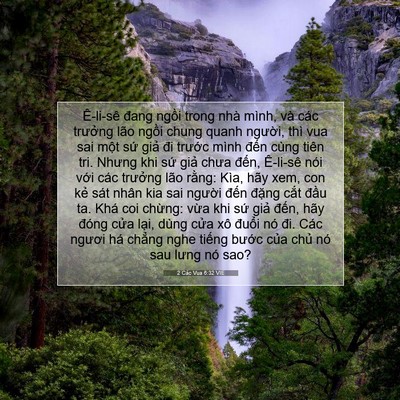 Picture 07 - 2 Các Vua 6:32 VIE - Ê-li-sê đang ngồi trong nhà mình, và các - Bible Verse Picture