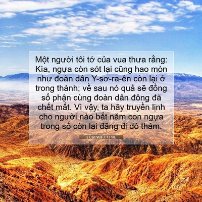 Picture 07 - 2 Các Vua 7:13 VIE - Một người tôi tớ của vua thưa rằng: - Bible Verse Picture