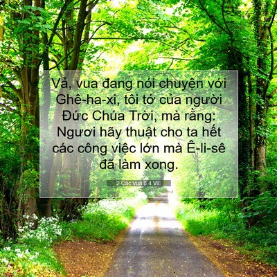 Picture 07 - 2 Các Vua 8:4 VIE - Vả, vua đang nói chuyện với Ghê-ha-xi, - Bible Verse Picture