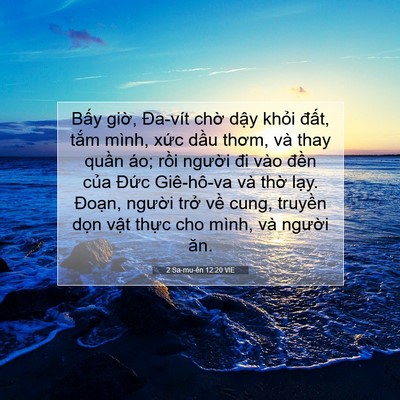 Picture 07 - 2 Sa-mu-ên 12:20 VIE - Bấy giờ, Đa-vít chờ dậy khỏi đất, - Bible Verse Picture