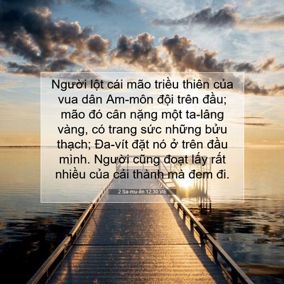 Picture 07 - 2 Sa-mu-ên 12:30 VIE - Người lột cái mão triều thiên của vua - Bible Verse Picture