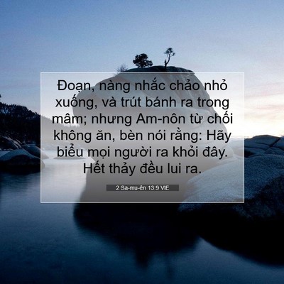 Picture 07 - 2 Sa-mu-ên 13:9 VIE - Đoạn, nàng nhắc chảo nhỏ xuống, và - Bible Verse Picture