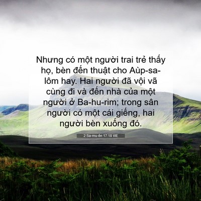 Picture 07 - 2 Sa-mu-ên 17:18 VIE - Nhưng có một người trai trẻ thấy họ, - Bible Verse Picture