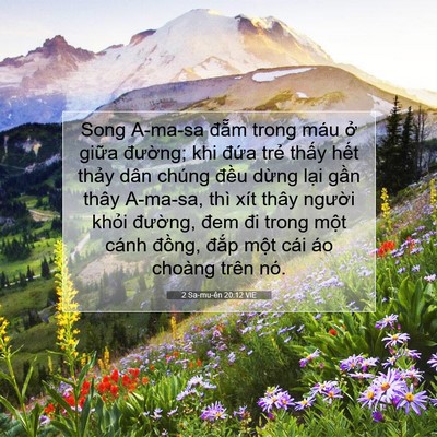 Picture 07 - 2 Sa-mu-ên 20:12 VIE - Song A-ma-sa đẵm trong máu ở giữa - Bible Verse Picture