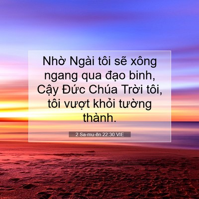 Picture 07 - 2 Sa-mu-ên 22:30 VIE - Nhờ Ngài tôi sẽ xông ngang qua đạo - Bible Verse Picture