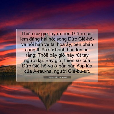 Picture 07 - 2 Sa-mu-ên 24:16 VIE - Thiên sứ giơ tay ra trên Giê-ru-sa-lem - Bible Verse Picture