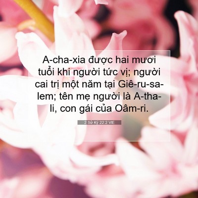Picture 07 - 2 Sử Ký 22:2 VIE - A-cha-xia được hai mươi tuổi khi người - Bible Verse Picture
