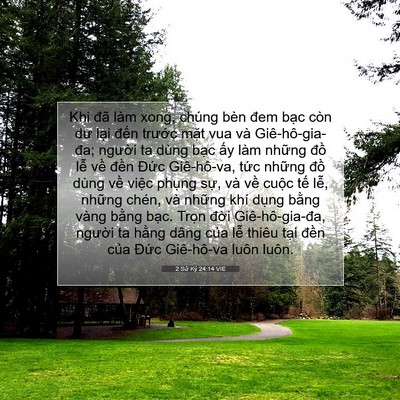 Picture 07 - 2 Sử Ký 24:14 VIE - Khi đã làm xong, chúng bèn đem bạc còn - Bible Verse Picture