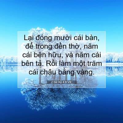 Picture 07 - 2 Sử Ký 4:8 VIE - Lại đóng mười cái bàn, để trong - Bible Verse Picture