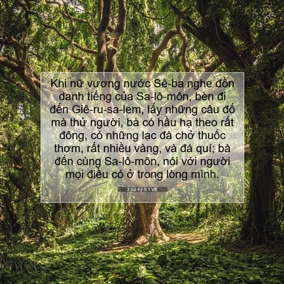 Picture 07 - 2 Sử Ký 9:1 VIE - Khi nữ vương nước Sê-ba nghe đồn danh - Bible Verse Picture