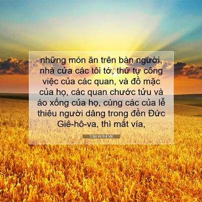 Picture 07 - 2 Sử Ký 9:4 VIE - những món ăn trên bàn người, nhà cửa - Bible Verse Picture