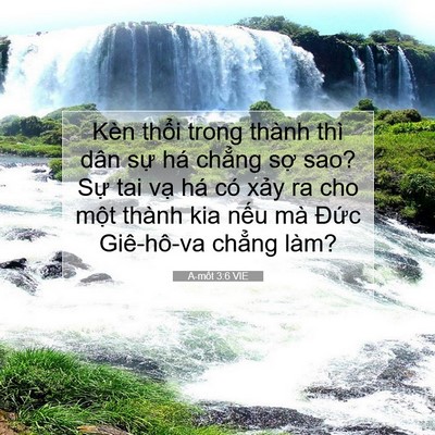 Picture 07 - A-mốt 3:6 VIE - Kèn thổi trong thành thì dân sự há - Bible Verse Picture