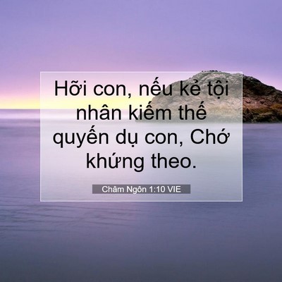 Picture 07 - Châm Ngôn 1:10 VIE - Hỡi con, nếu kẻ tội nhân kiếm thế - Bible Verse Picture
