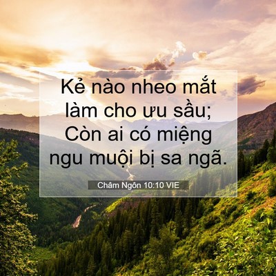 Picture 07 - Châm Ngôn 10:10 VIE - Kẻ nào nheo mắt làm cho ưu sầu; Còn ai - Bible Verse Picture