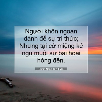 Picture 07 - Châm Ngôn 10:14 VIE - Người khôn ngoan dành để sự tri thức; - Bible Verse Picture