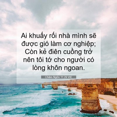 Picture 07 - Châm Ngôn 11:29 VIE - Ai khuấy rối nhà mình sẽ được gió - Bible Verse Picture