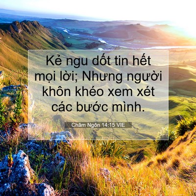 Picture 07 - Châm Ngôn 14:15 VIE - Kẻ ngu dốt tin hết mọi lời; Nhưng - Bible Verse Picture