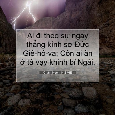 Picture 07 - Châm Ngôn 14:2 VIE - Ai đi theo sự ngay thẳng kính sợ Đức - Bible Verse Picture