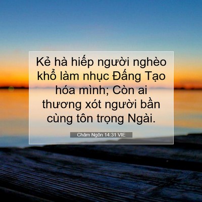 Picture 07 - Châm Ngôn 14:31 VIE - Kẻ hà hiếp người nghèo khổ làm nhục - Bible Verse Picture
