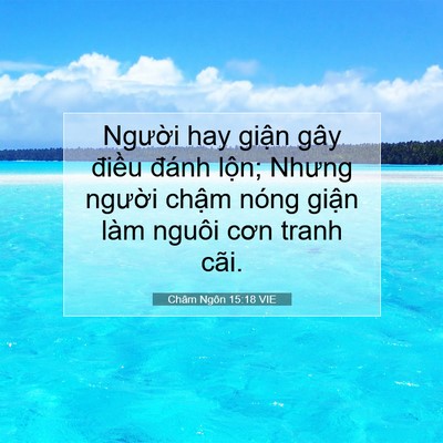 Picture 07 - Châm Ngôn 15:18 VIE - Người hay giận gây điều đánh lộn; - Bible Verse Picture