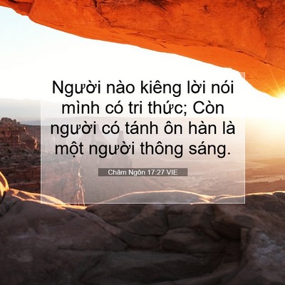 Picture 07 - Châm Ngôn 17:27 VIE - Người nào kiêng lời nói mình có tri - Bible Verse Picture