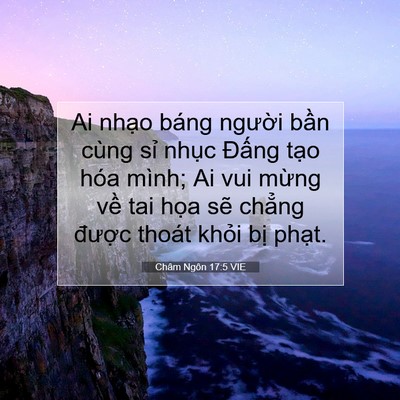 Picture 07 - Châm Ngôn 17:5 VIE - Ai nhạo báng người bần cùng sỉ nhục - Bible Verse Picture
