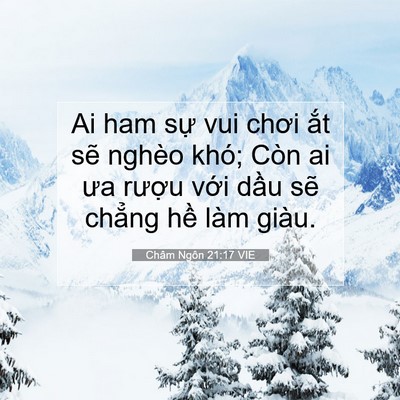Picture 07 - Châm Ngôn 21:17 VIE - Ai ham sự vui chơi ắt sẽ nghèo khó; Còn - Bible Verse Picture
