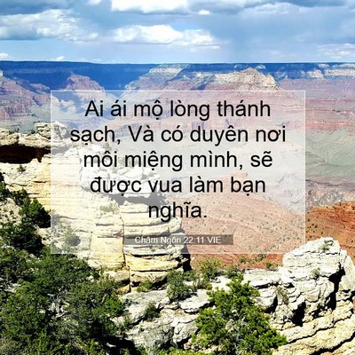 Picture 07 - Châm Ngôn 22:11 VIE - Ai ái mộ lòng thánh sạch, Và có duyên - Bible Verse Picture