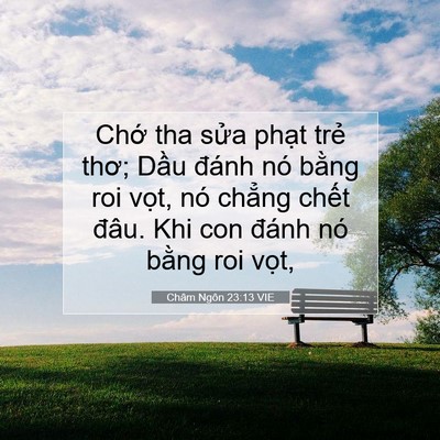 Picture 07 - Châm Ngôn 23:13 VIE - Chớ tha sửa phạt trẻ thơ; Dầu đánh - Bible Verse Picture