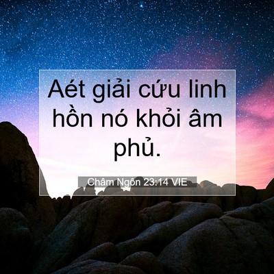 Picture 07 - Châm Ngôn 23:14 VIE - Aét giải cứu linh hồn nó khỏi âm - Bible Verse Picture