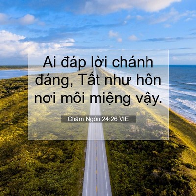 Picture 07 - Châm Ngôn 24:26 VIE - Ai đáp lời chánh đáng, Tất như hôn - Bible Verse Picture
