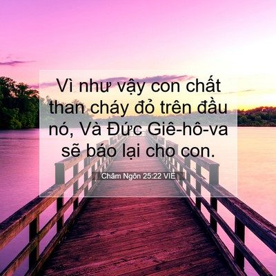 Picture 07 - Châm Ngôn 25:22 VIE - Vì như vậy con chất than cháy đỏ trên - Bible Verse Picture