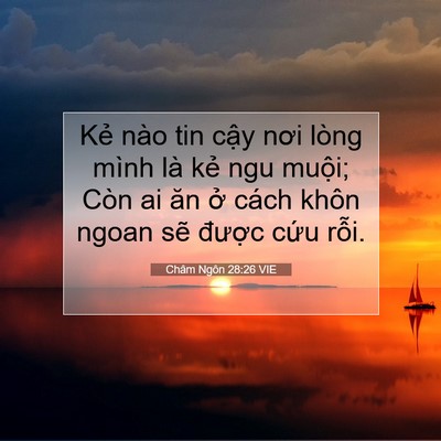 Picture 07 - Châm Ngôn 28:26 VIE - Kẻ nào tin cậy nơi lòng mình là kẻ ngu - Bible Verse Picture