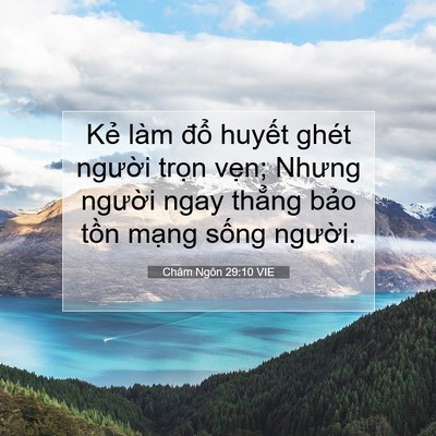 Picture 07 - Châm Ngôn 29:10 VIE - Kẻ làm đổ huyết ghét người trọn - Bible Verse Picture