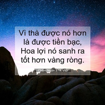Picture 07 - Châm Ngôn 3:14 VIE - Vì thà được nó hơn là được tiền - Bible Verse Picture