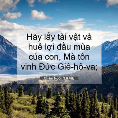 Picture 07 - Châm Ngôn 3:9 VIE - Hãy lấy tài vật và huê lợi đầu mùa - Bible Verse Picture