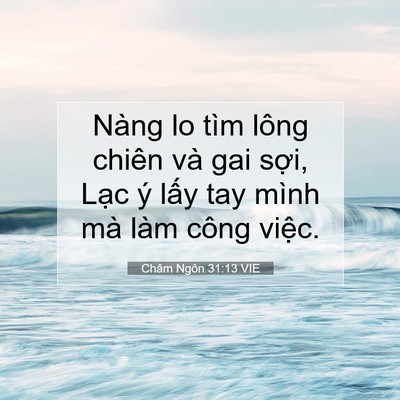 Picture 07 - Châm Ngôn 31:13 VIE - Nàng lo tìm lông chiên và gai sợi, Lạc - Bible Verse Picture