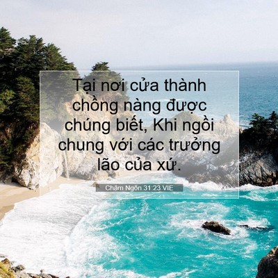 Picture 07 - Châm Ngôn 31:23 VIE - Tại nơi cửa thành chồng nàng được - Bible Verse Picture