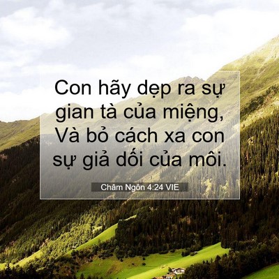 Picture 07 - Châm Ngôn 4:24 VIE - Con hãy dẹp ra sự gian tà của miệng, - Bible Verse Picture