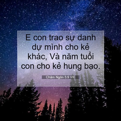 Picture 07 - Châm Ngôn 5:9 VIE - E con trao sự danh dự mình cho kẻ khác, - Bible Verse Picture