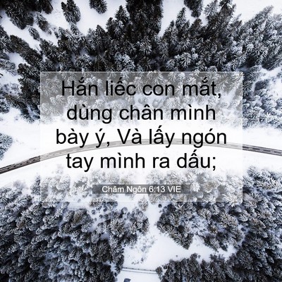 Picture 07 - Châm Ngôn 6:13 VIE - Hắn liếc con mắt, dùng chân mình bày - Bible Verse Picture