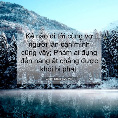Picture 07 - Châm Ngôn 6:29 VIE - Kẻ nào đi tới cùng vợ người lân - Bible Verse Picture