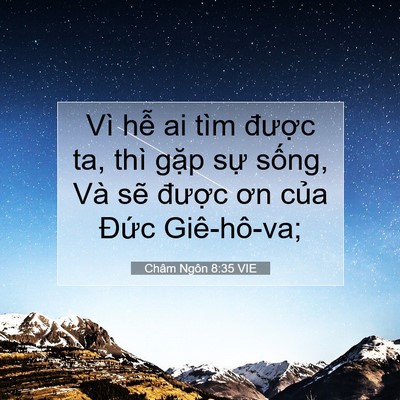 Picture 07 - Châm Ngôn 8:35 VIE - Vì hễ ai tìm được ta, thì gặp sự - Bible Verse Picture